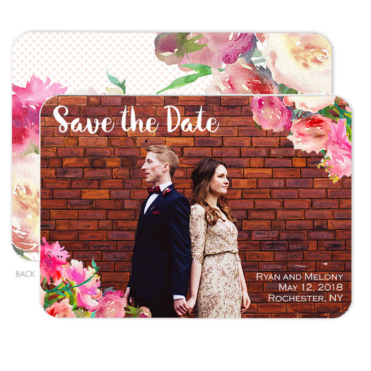 Corner Peonies Photo Save The Date Announcements